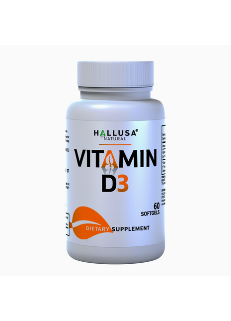 Vitamin D3 2000 IU - Extra Strength - Supplement for Bone, Teeth & Muscle - Immune Support Supplement -  Non GMO - 60 Soft - Hallusa Natural