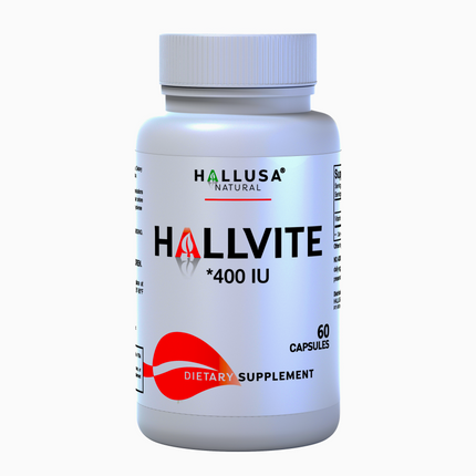 HallVite - Vitamin E - Immune Support Supplement - Skin Vitamins for Women - Natural Antioxidant - Non GMO - Gluten Free - 60 Cap - Hallusa Natural