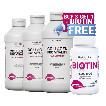 OFFER 1: 3 LIQUID COLLAGEN PRO VITALITY FREE BIOTIN
